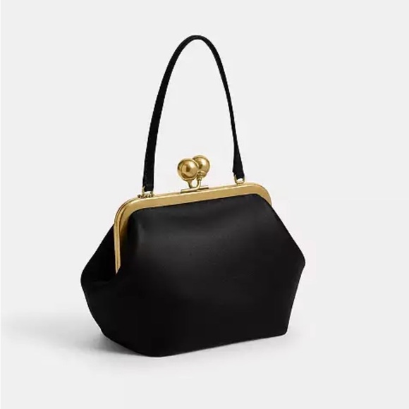 Coach Black and Gold Clutch with Heart Clasp - Picture 3 of 8